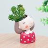 Cartoon Girl Design Resin Plant Flower Pot Succulent Planter Flowerpot Home Decoration(withoutPlant)