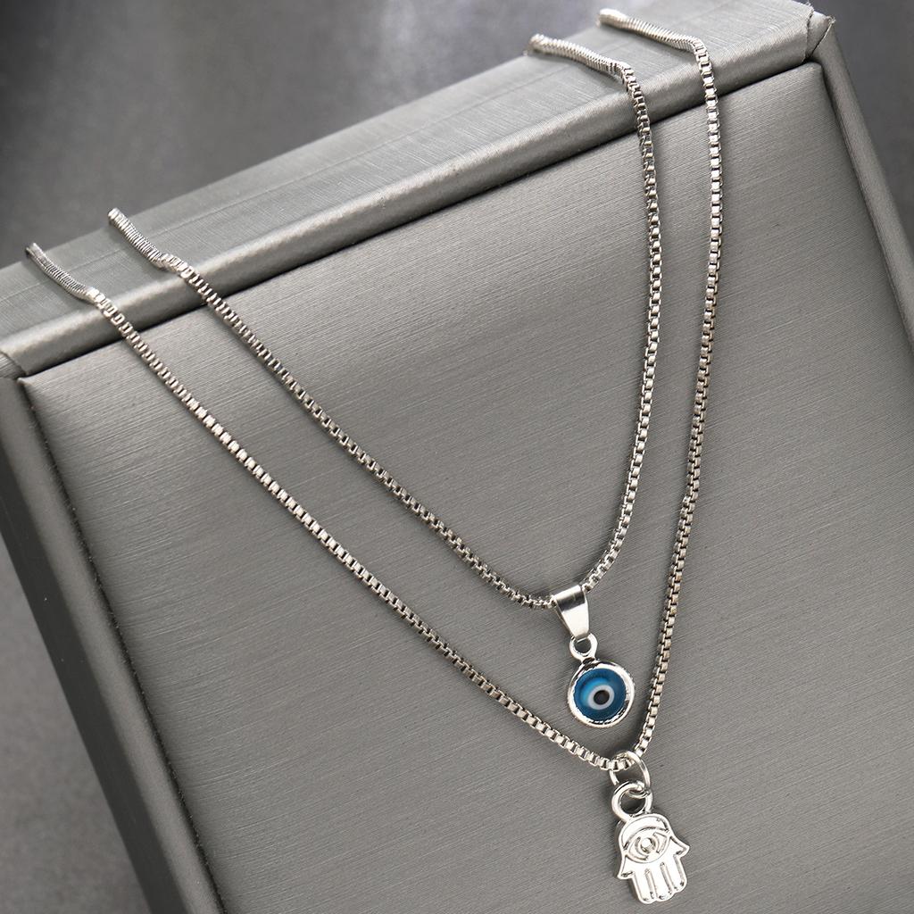 Lucky Double Evil Eye Necklace for Women Chain Turkish Eye Pendant Necklace For Girls Party Jewelry Gift