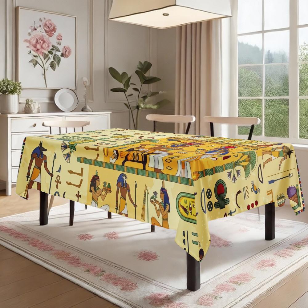 Egyptian Hieroglyphics Rectangle Table Cloth for Table Decor Party Picnic Waterproof Reusable Tablecloth for Tables Dining Room