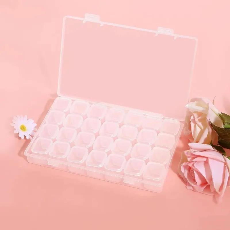 1pc 28 Grids Clear Plastic Storage Box Storage Container Case for Jewelry Diamond Embroidery Art Craft Accessory Organizer Case