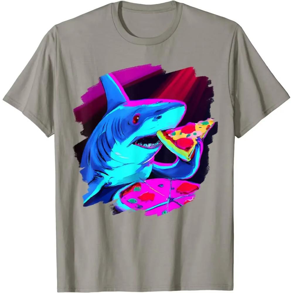 Shark Eating Pizza Funny Cool Pizza Sharks T-Shirt