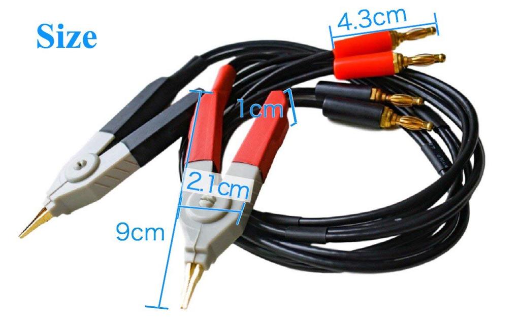 LCR meter, resistance measurement, Kelvin, clip, banana clip, 4 terminals, impedance, wiring, measurement, test wire, test lead.