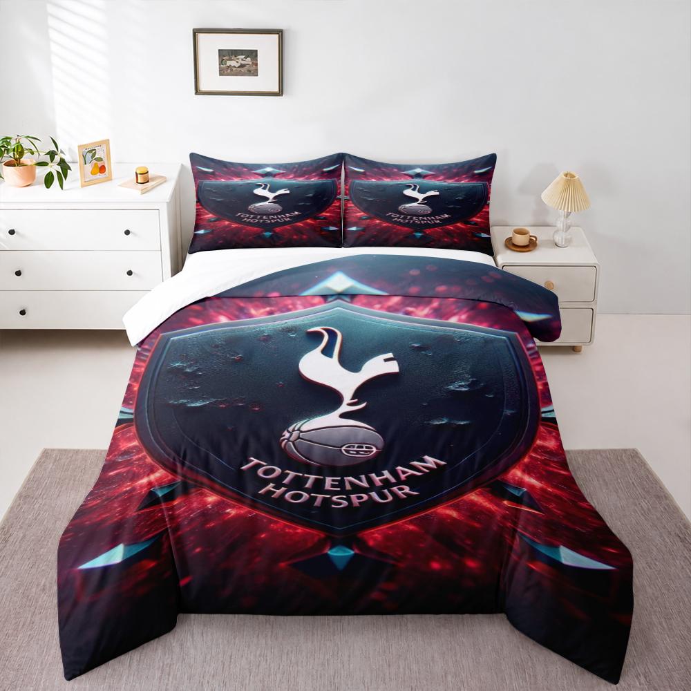 Tottenham Hotspur 3D Shield Crest Bedding set (1 duvet cover, 2 pillowcases, duvet not included), Soccer Club Logo Art Print