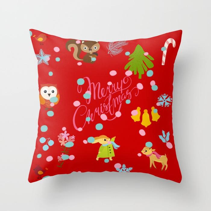 New Christmas Polyester Pillowcase Car Pillow Sofa Cushion Christmas Gifts