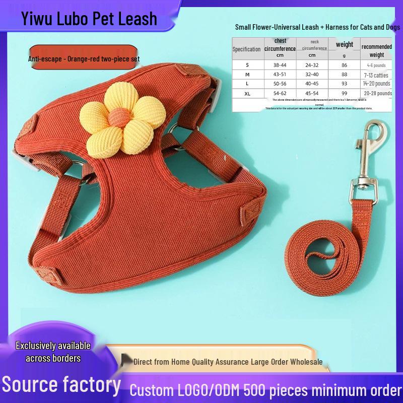 3D-Cartoon-Haustierweste und Leinen-Set für Hunde und Katzen – ausbruchsicheres Geschirr zum Spazierengehen