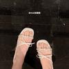 Crystal Butterfly Drag~ Rhinestone Word with Thick Heels Slippers Female 2025 New Fairy Style Sandals Dinner Outside Wear Summer