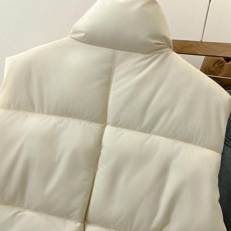 Podzimní Bez rukávů Ležérní Volné Bavlněné Péřové Bundy Dámské Topy Stojáček Teplé Krátké Bavlněné Kabáty Dámská Zimní Móda Dámská Vesta Bunda 25431