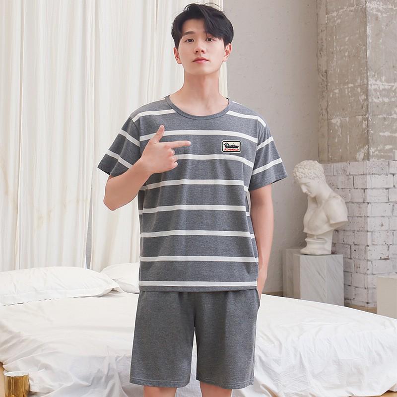 Herren Sommer Kühlendes Pyjama-Set - Kurzarm und Shorts, Lässige und Leichte Hauskleidung