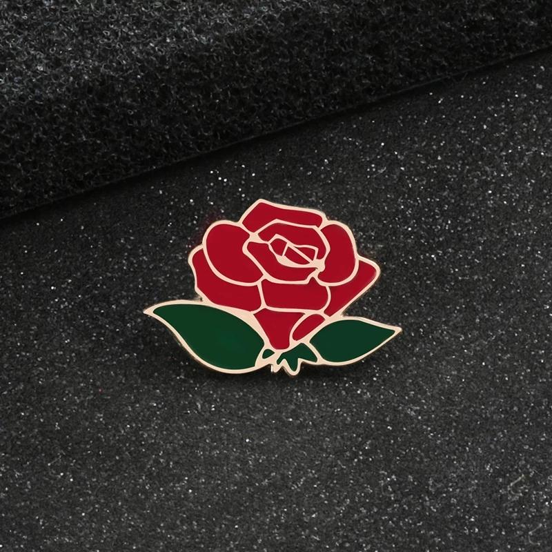 Ac de rever cu floare la modă pentru femei, insignă 2 buc, design trandafir roșu negru, broșe metalice, cadou romantic pentru cuplu, întâlnire, nuntă, bijuterii