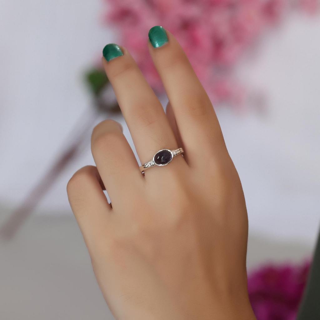 Iolite Gemstone Silver Ring, Silver Charm Jewelry, Gift For Her, 925 Sterling Silver Handmade Jewelry, Unisex Ring Ar8946