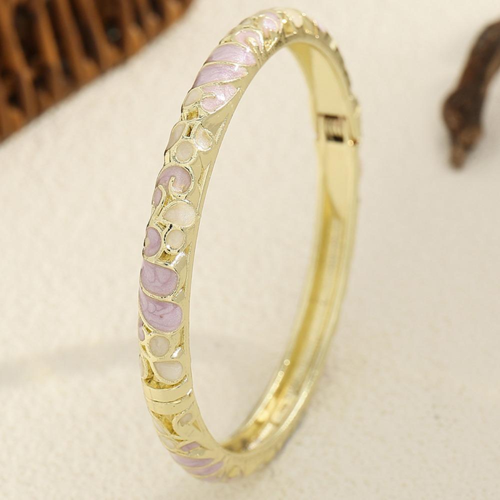 

Ethnic Style Metal Enamel Bangle Colorful Open Bangle Vintage Hand Bracelet Women Jewelry фиолетовый