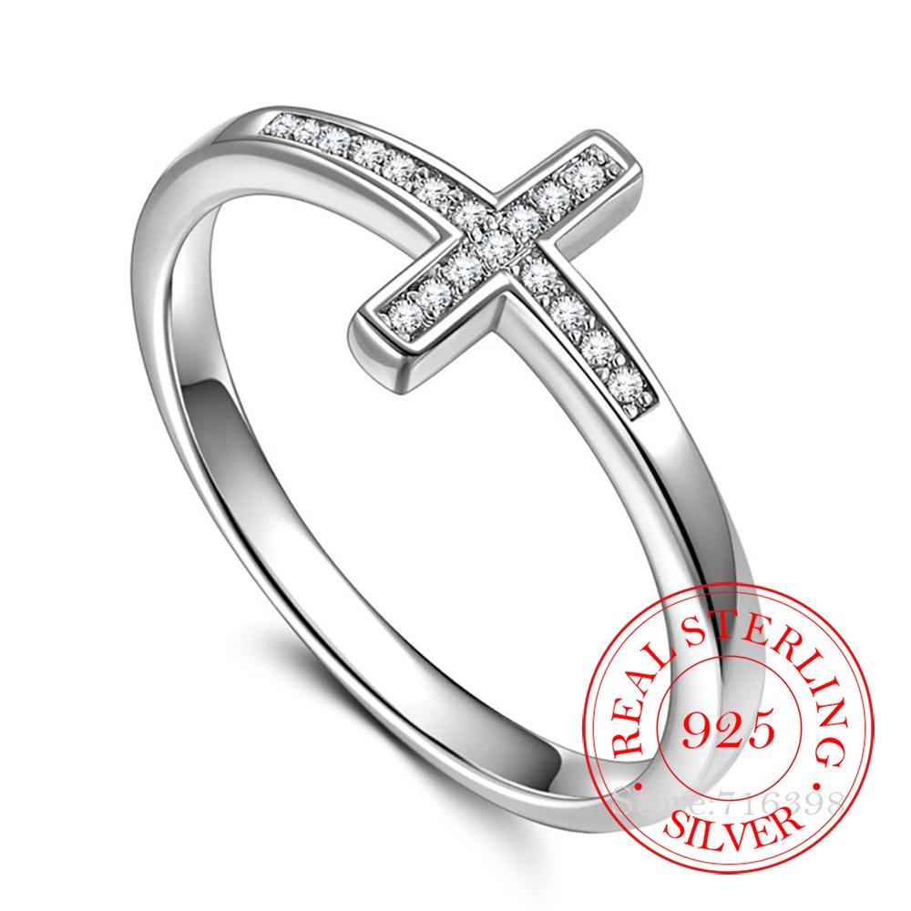 

Original 925 Sterling Silver Cubic Zircon Cross Rings for Women Men Fashion Women s Jewelry Party Wedding Anillos Gift 6