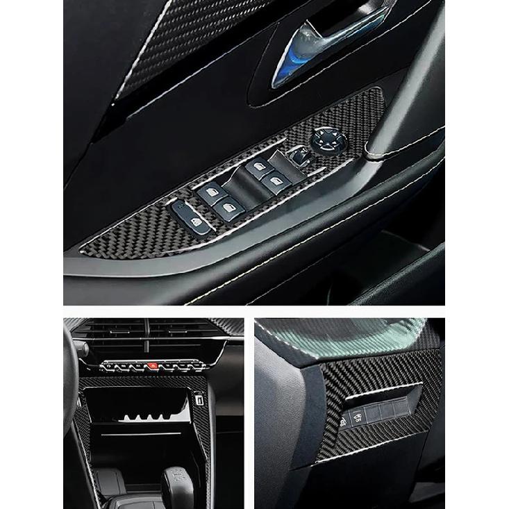 For Peugeot 208 2020 2021 2022 2023 2024 2025 Solf Carbon Fiber Center Console Gear Shift Frame Window Switch Trim Cover Sticker