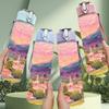 1PC Pink Sunset Mountain Village Landscape Art 750ml Color Plastic Sports Water Bottle Leakproof Flip Straw Lid Suitable for Sports Office Home Use