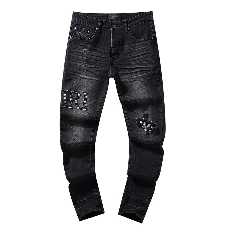 Jeans de Hombre Rectos con Parches Desgastados Estilo Vintage High Street Pantalones Casuales