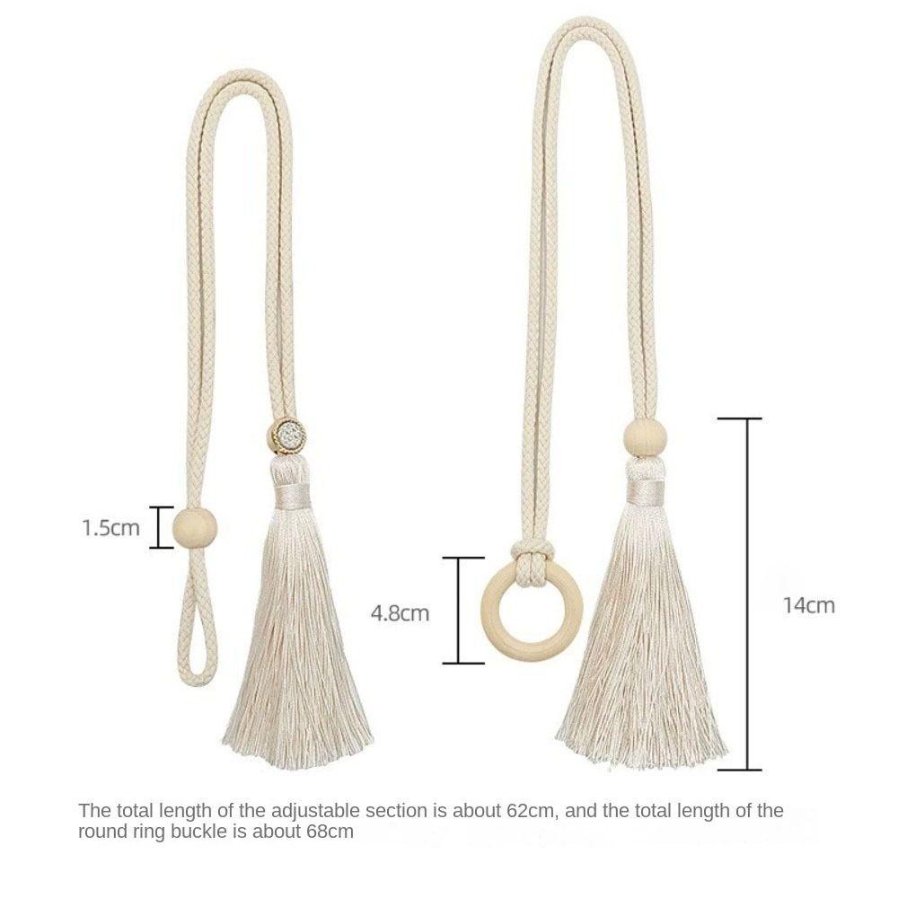 Adjustable Cotton Cord Curtain Tie Bohemian Chic Curtain Tie Straps Log Loop Curtain Buckle Strap Hand Woven