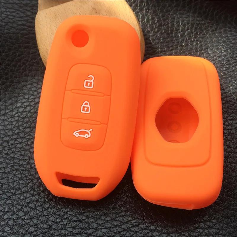 Siliconen Auto Sleutel Auto Hoesje Cover voor Renault Kadjar 3 Knops Klapbare Sleutel Hoesje Cover Shell