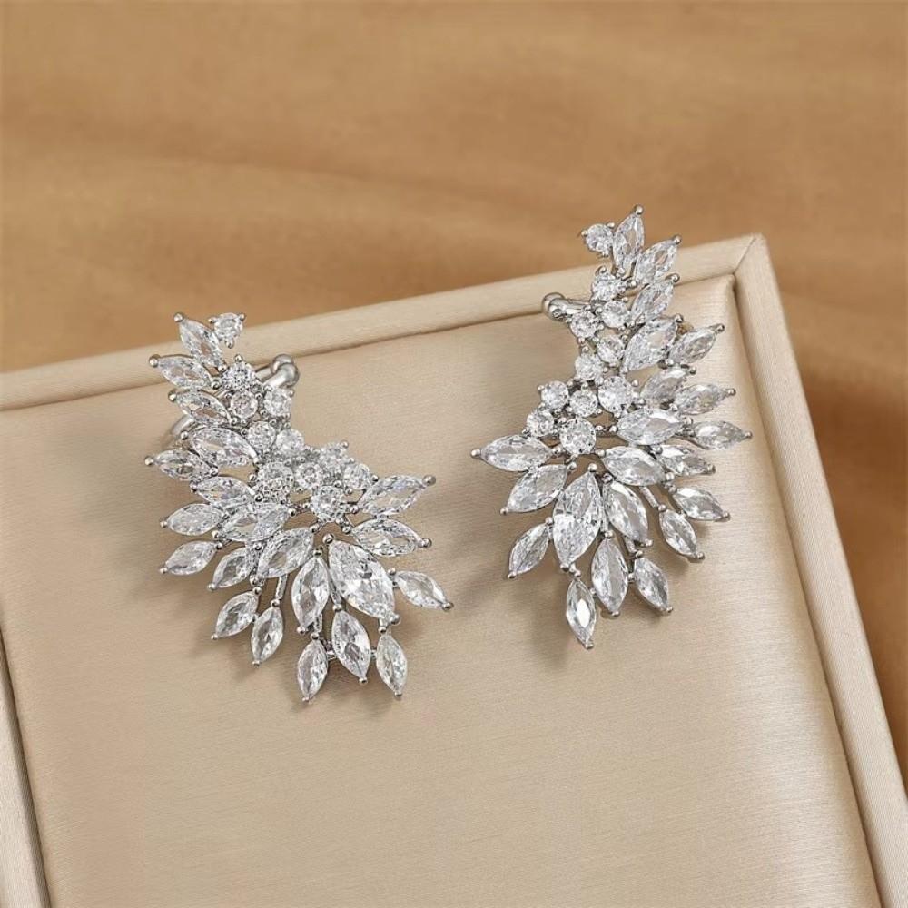 Female Wedding Party Zirconia Stud Earrings Gorgeous Ear Piercing Accessories  For Women Gift