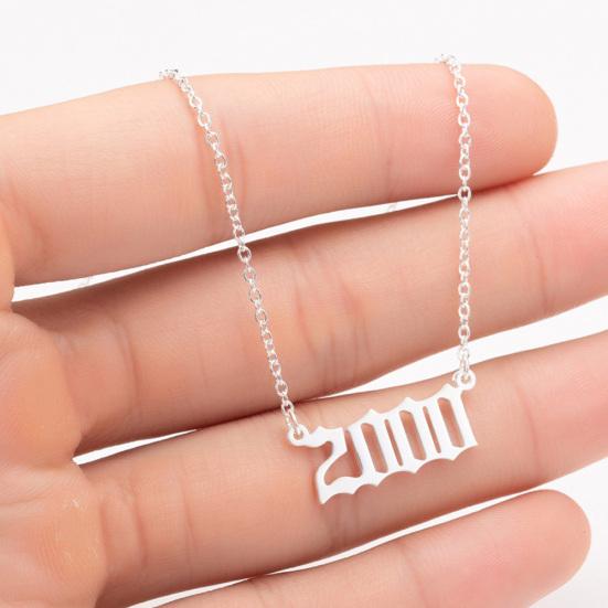 1980-2019 Doğum Yılı Numarası Charm Kolye Paslanmaz Çelik Zincir Kolye Takı