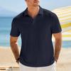 Maglia Polo Jacquard a Maglia Estensibile con Texture Osso di Serpente da Uomo a Manica Corta Casual Leggera Traspirante Top Estivo