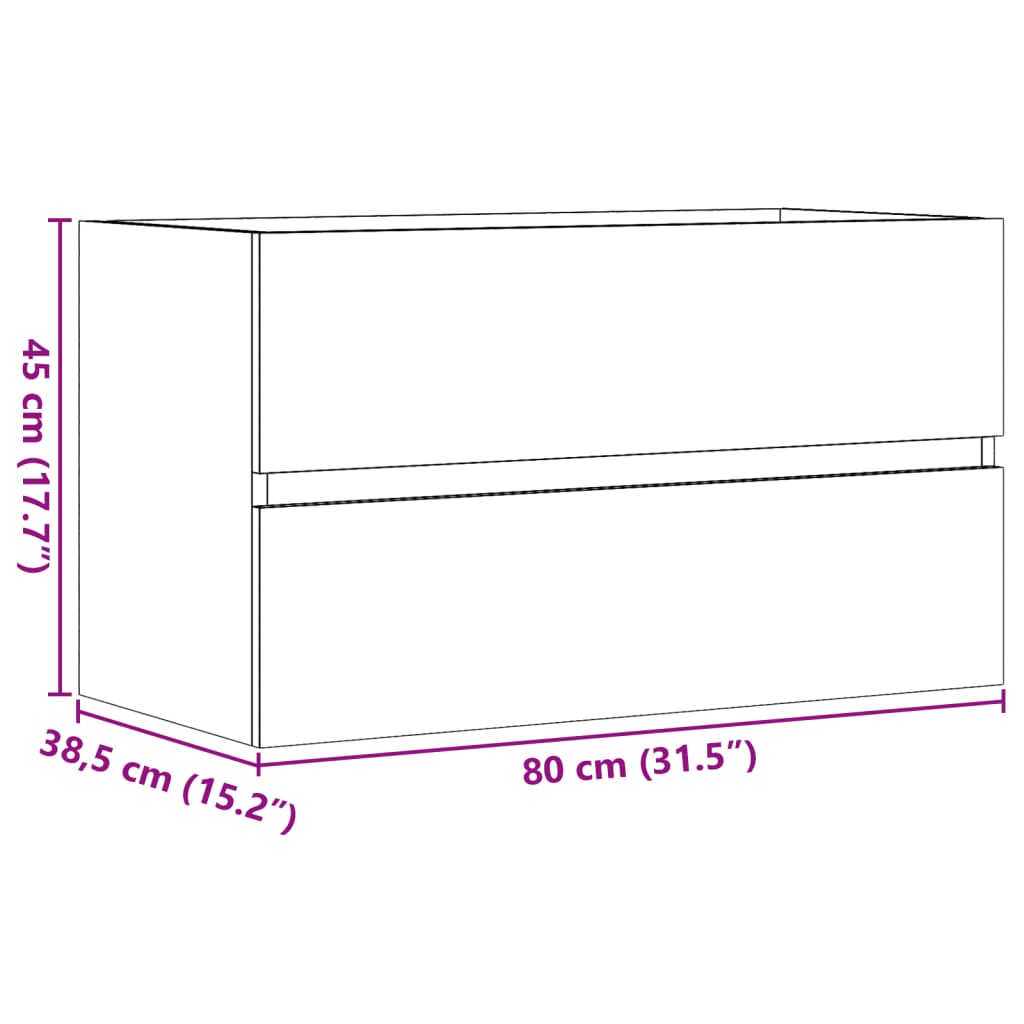 Bathroom Wall Mounted Cabinet with Rustic Wood Look 80 x 38.5 x 45 cm Particleboard