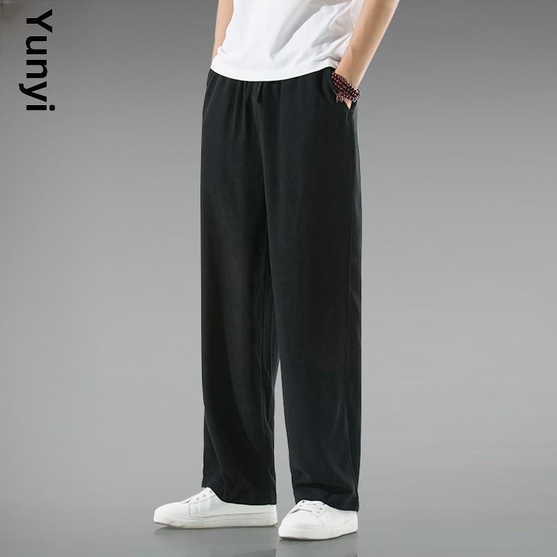 Men's Retro Style Loose Linen Pants - Breathable, Large Size, Straight Leg, Cotton Hanfu Trousers