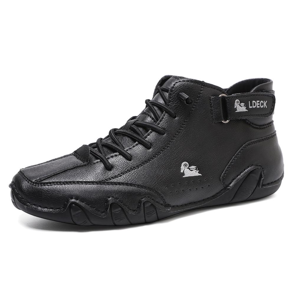 Big Size Mens Shoes High Top Octopus Design Casual Sneakers Genuine Leather Unisex Martin Boots