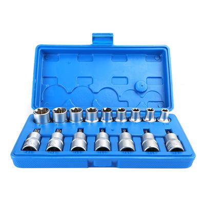 16Pcs 1 2In Hex Socket Bit Set Sleeve Star T Type Male E Type Female Repair Tool