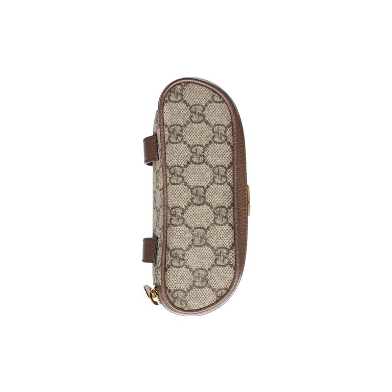 Gucci Ophidia Fashion Presbyopia Logo Embroidered Web Chain Shoulder Strap Supreme Canvas Shoulder Handbag Waist Bag Women's Ebony