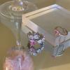 Korean Highend Style Pink Heart Zirconia Chain Ring In 925 Sterling Silver For Fashionforward Women