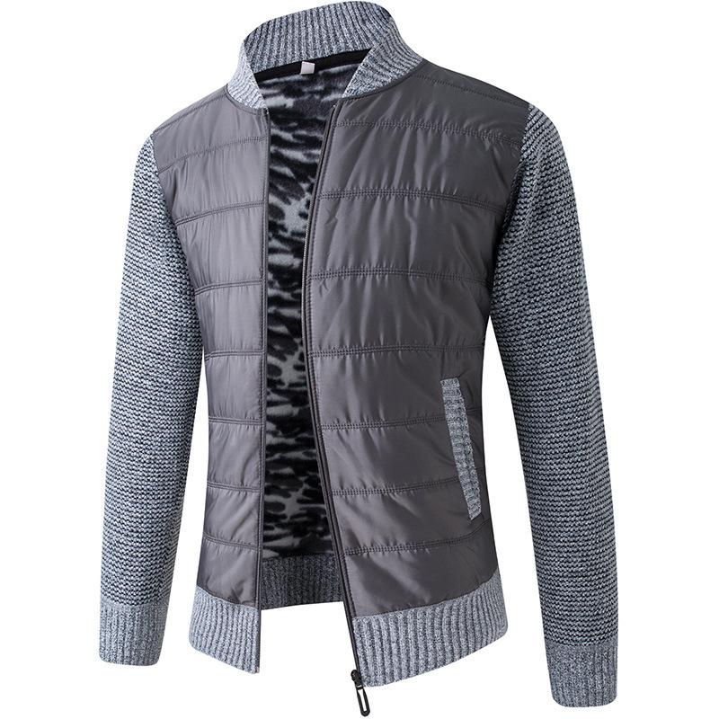 Men S Fleece Thick Stand Collar Knitted Cardigan Sweater Coat