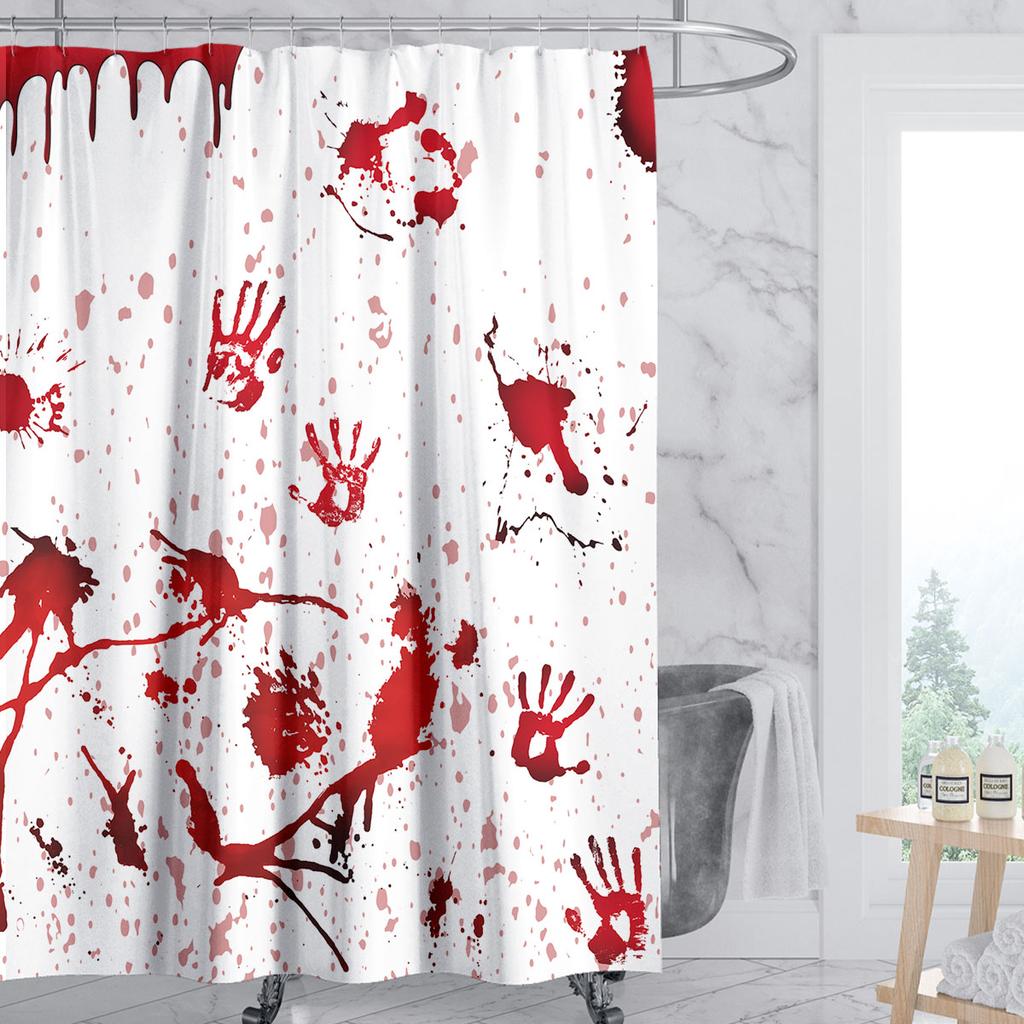 Horrific Shower Curtains Halloween 3D Print Fabric Pastel Waterproof Bathroom Curtain Pumpkin Bat Print Home Decor with Hooks