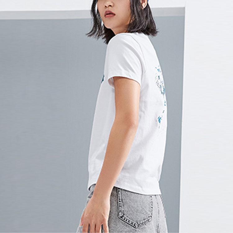 Li Ning X Og Slick Water China  Ink Graffiti Print Casual T-Shirt Women Tops White AHSR290-1