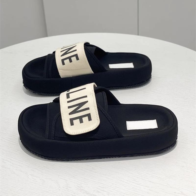 Francuskie piękne klapki na grubej podeszwie, idealne na lato 2025, nowa moda, super modne klapki plażowe dla kobiet w ciąży, chodzących po gównie