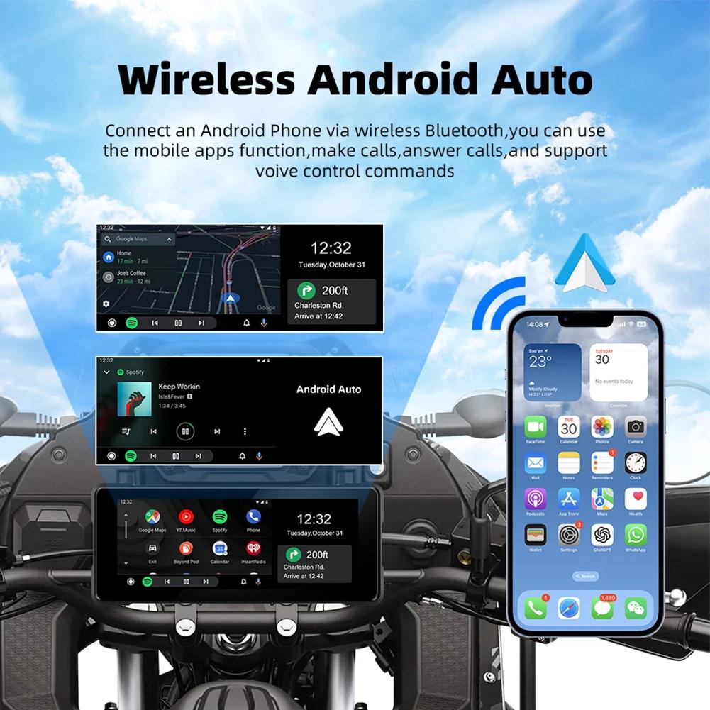 7inch IPS Motorcycle Navigation Wireless CarPlay Android Auto Airplay Display Screen Portable Motorcycle Monitor Bluetooth Wifi