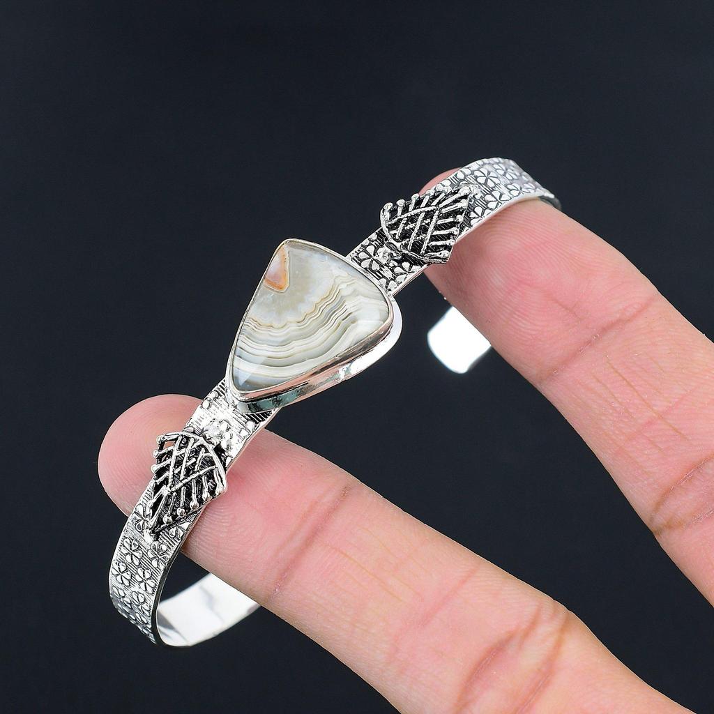 Trillion Crazy Lace Agate Gemstone Sister New Bangle Jewelry 925 Sterling Silver