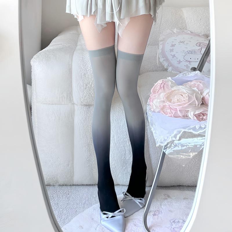 

Japanese Gradient Purple Thigh-High Color Block Socks – Pure Desire Niche Design One Size чорний/сірий колір