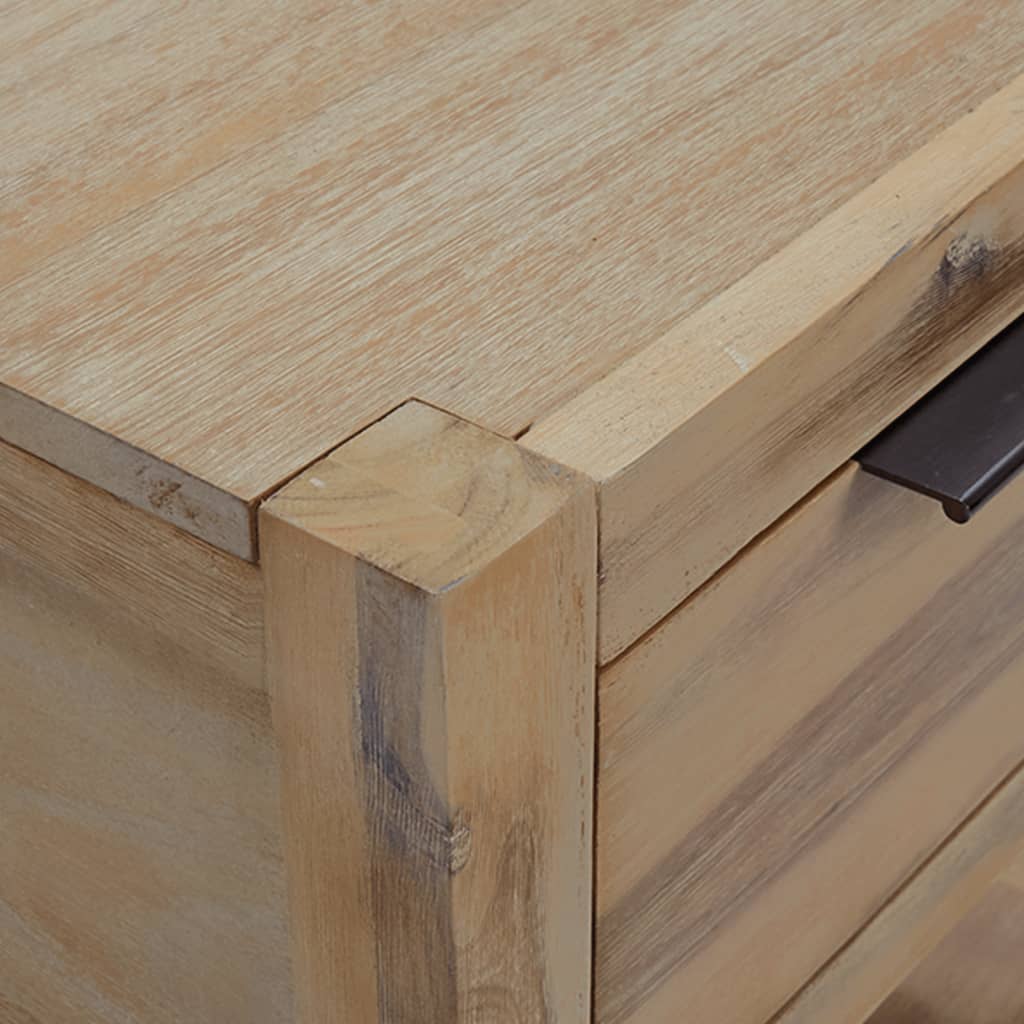 Nightstands with Drawers Set of 2 40 X 30 X 48 Cm Solid Acacia Wood