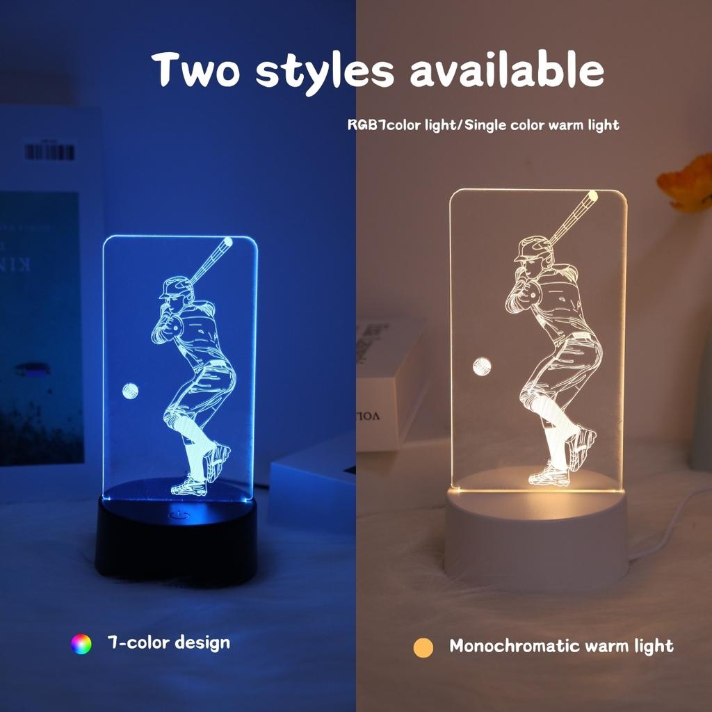 Creative baseball light, 3D night light, creative desktop, bedroom atmosphere light, room decoration light, USB powered