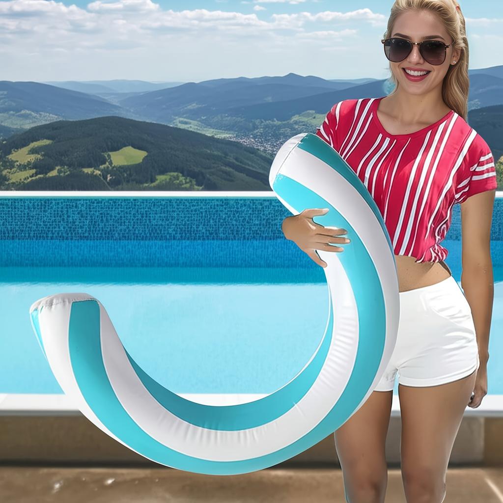1Pc/2Pcs Inflatable Arc-Shaped Pool Float - Waterproof, Durable, And Safer PVC Pool Float, Suitable For Summer Entertainment, Tropical Beach Design