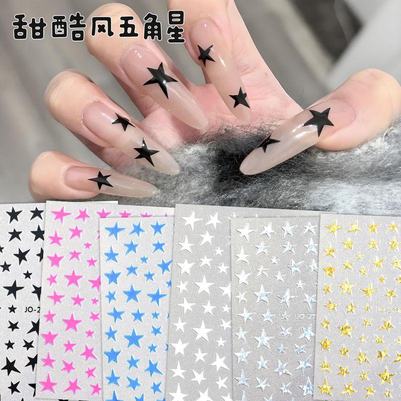 

XINGX Nail Stickers Paper Net Red Best Selling 3D Black Platinum Silver Asymmetrical Five-Pointed Star DIY Nail Sticker Decorations One for each of the 6 sections