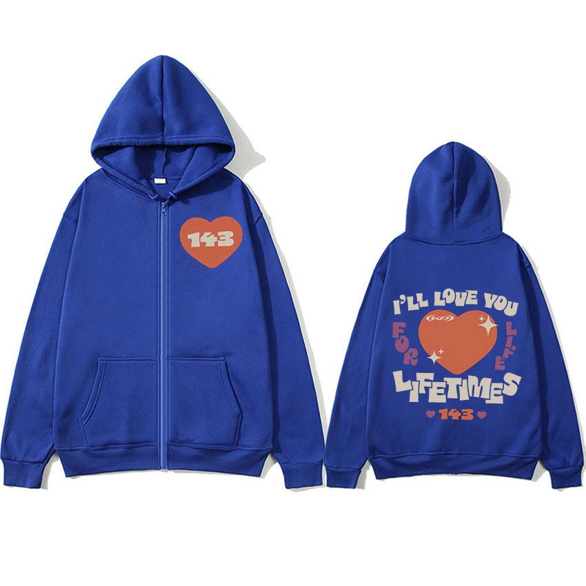 Katy Perry Ill Love You Lifetimes 143 Impression Sweat à Capuche Fermeture Éclair Hommes Femmes Hip Hop Veste à Fermeture Éclair Sweats à Capuche Pulls