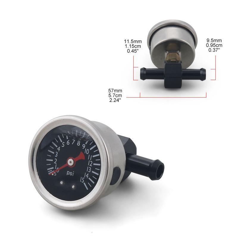 One Set 0-15 PSI Pressure Gauge and Fuel Block Manual Adjustable 1-5 PSI Fuel Pressure Regulator Carburetor Carb Fuel Pump Kit
