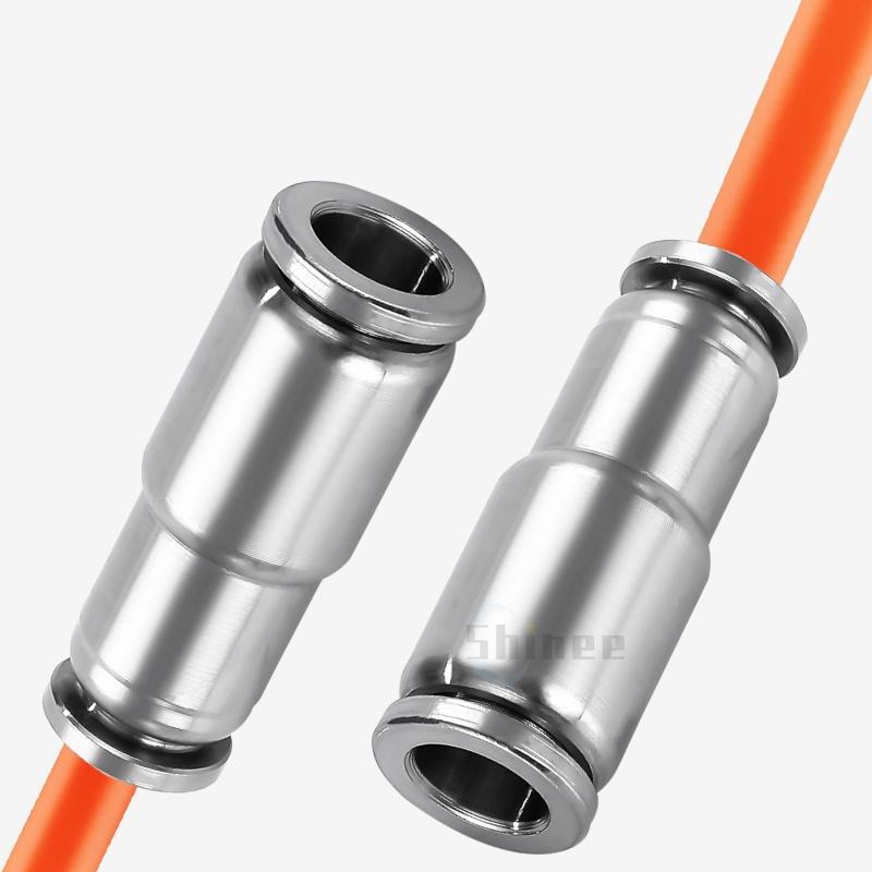 1PCS PU PG PY PW PE PEG 304 stainless steel metal Pneumatic Fittings Pipe Connector Tube 4 6 8mm OD Hose Reducing 10 12 14 16mm
