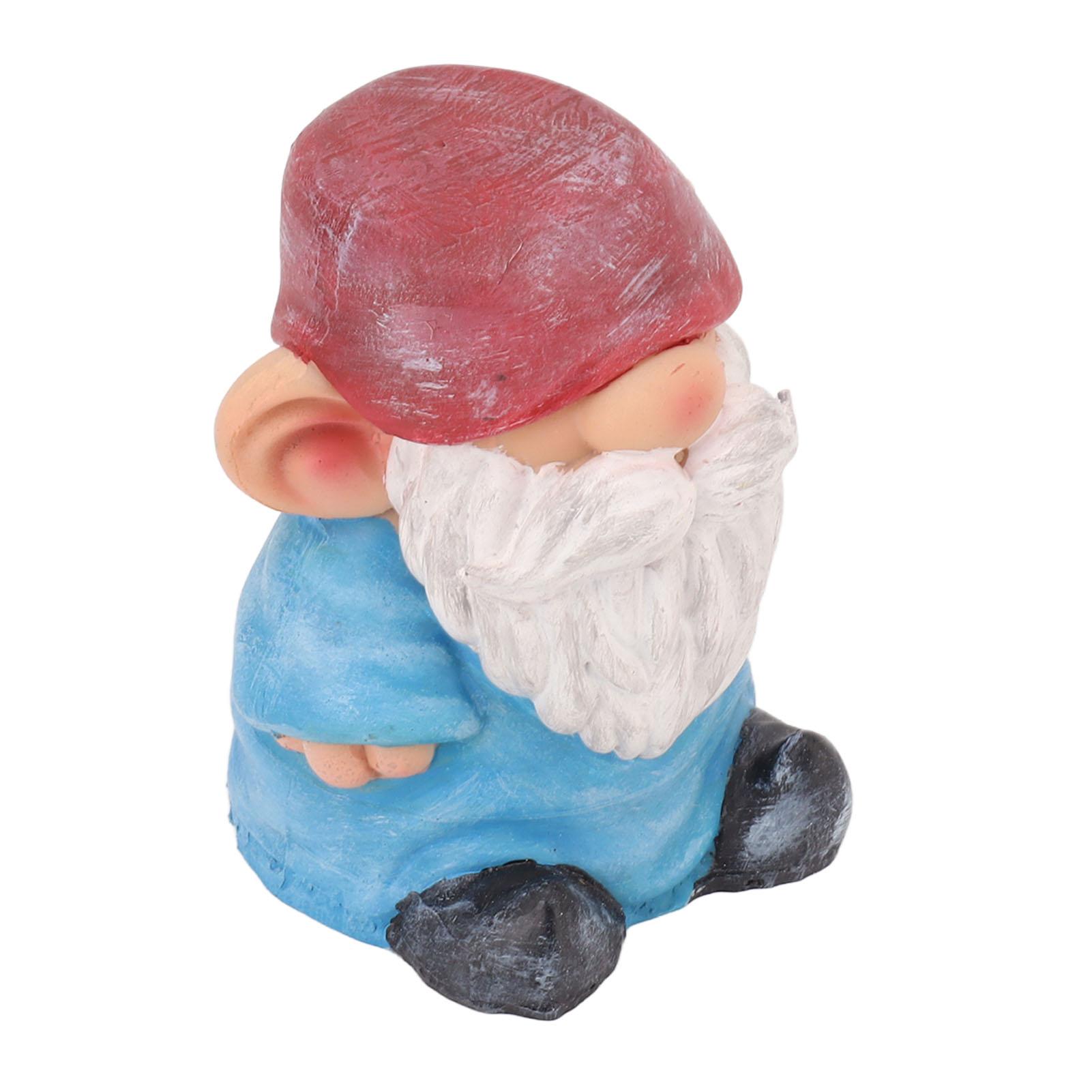 

Garden Gnome Resin Structure Stable Bottom Retro Style Gnome Figurine for Patio Porch Decorations Flat Head Blue