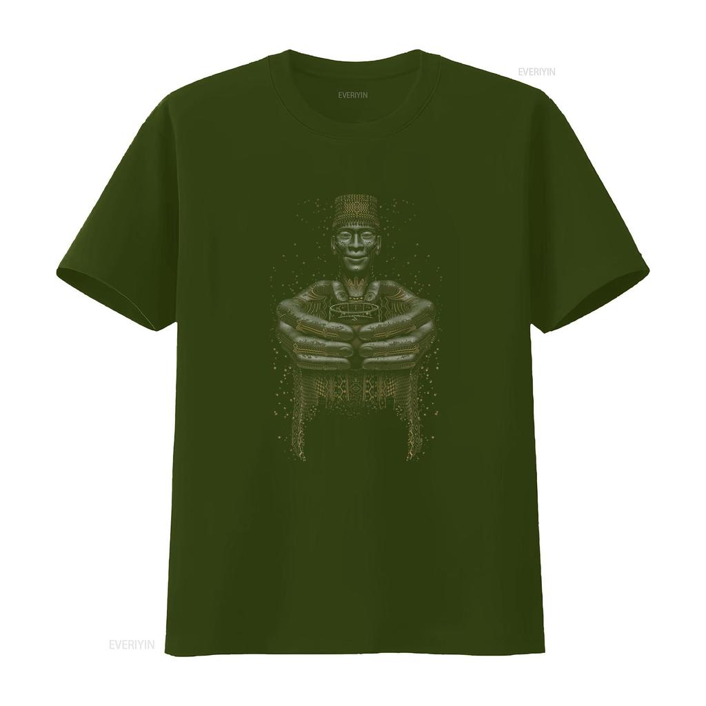 Vintage Tribal African Elder Unisex Gold Print Cool Streetwear Casual T Shirt vintage Washed Stylish Breathable homme Stretched