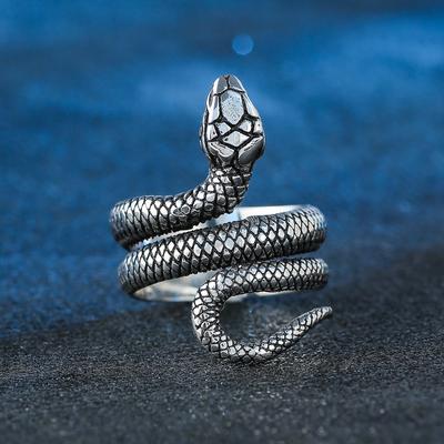 Bague Serpent Style Vintage Réglable pour Femmes Hommes Gothique Punk Hip Hop Rock Bijoux Halloween Idées Cadeaux Créatives Unisexe