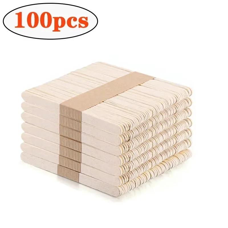 100pcs Ice Cream Popsicle Sticks Wooden Sticks Ice Cream Spoon Hand Crafts Art Ice Cream Lolly Cake Tools DIY Wooden Sticks