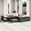 13-piece Garden Sofa Set with Black Poly Rattan Acacia Cushions, 3-piece Garden Dining Set 3364005