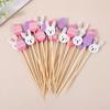 100pcs Easter Disposable Bamboo Skewers Rabbit Eggs Food Picks Fruit Fork Cupcake Buffet Stick Easter Party Decoration Birthday